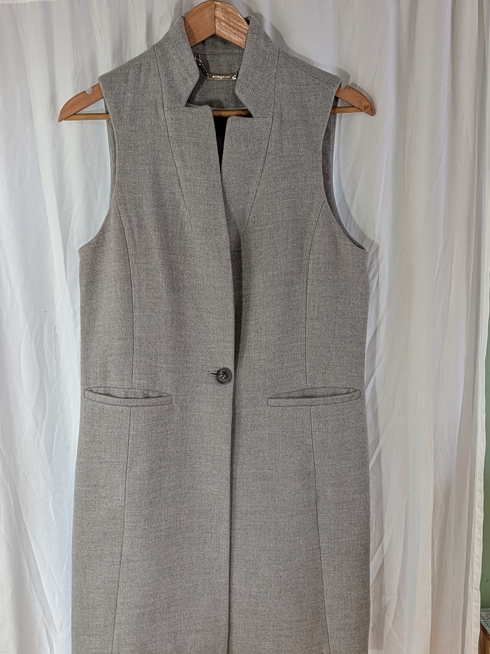 White House/Black Market Sleeveless Long Tailored Button Front Vest Jacket 8